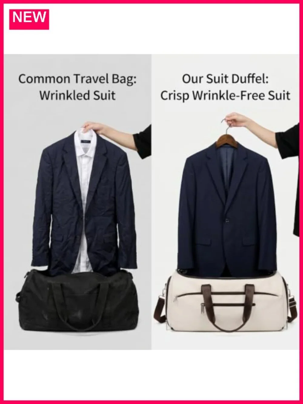3-in-1 Convertible Garment Duffel Bag with Shoe Compartment Water-Resistant